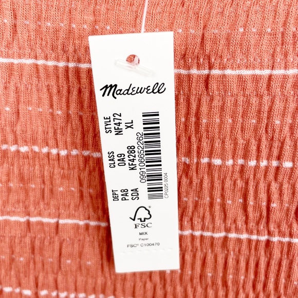 NEW Madewell Smocked Shrunken Shirttail Tee Sweet Dahlia Orange Women's Size XL - Picture 6 of 8